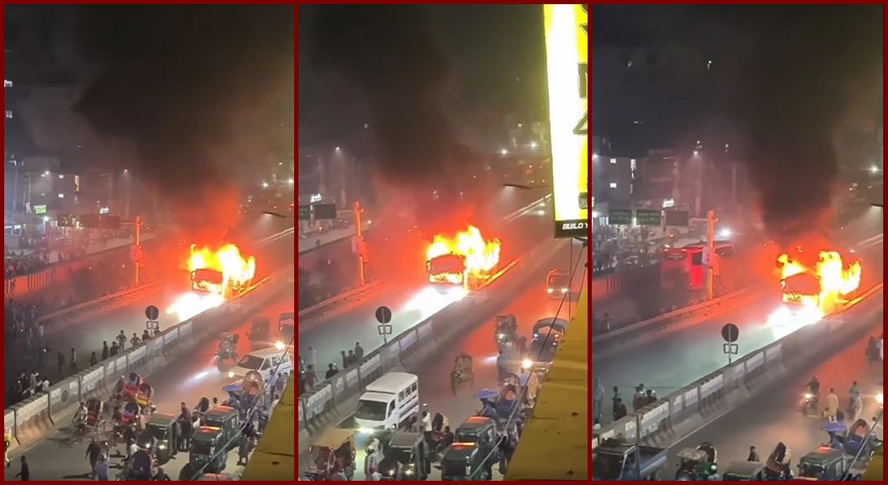 ধোলাইপাড়ে বাসে আগুন