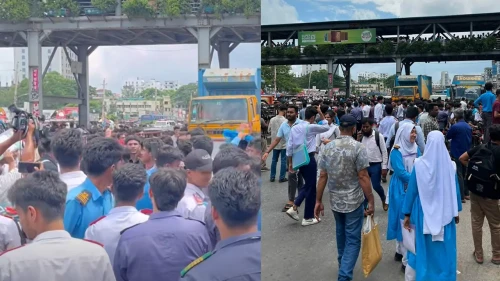 শিক্ষামন্ত্রীর পদত্যাগ দাবিতে রাজধানীতে সড়ক অবরোধ